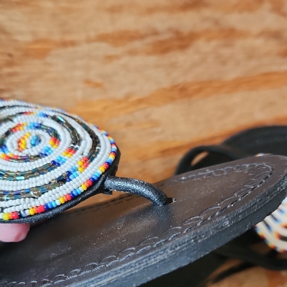 Black Beaded Sandals - Picture 4 of 11